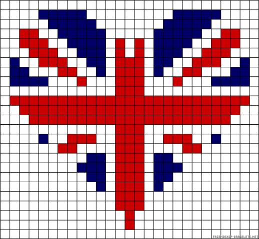 Флаг Великобритании в виде сердца схема фенечки